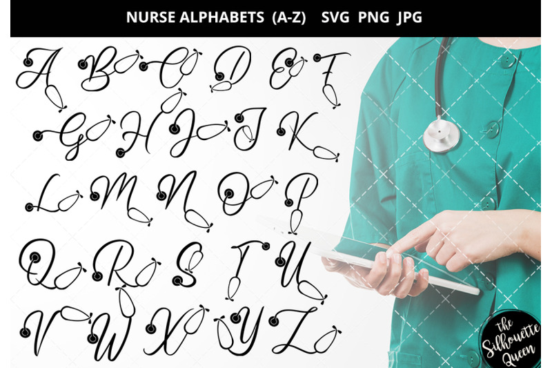 nurse-alphabet-number-silhouette-vector