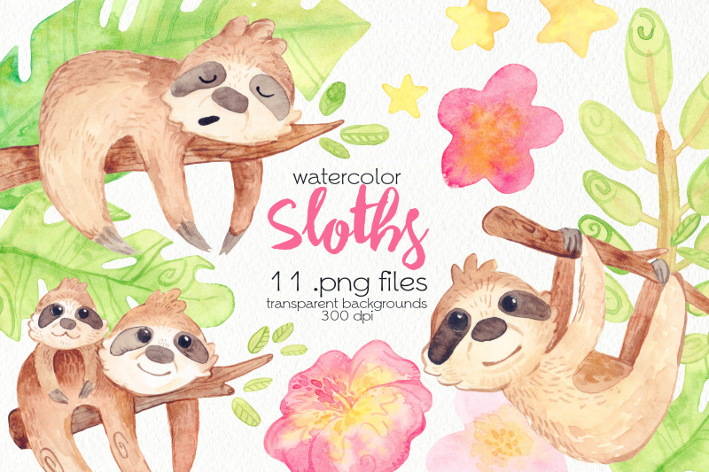 watercolor-sloths-clipart