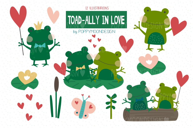 toad-ally-in-love-clipart-set