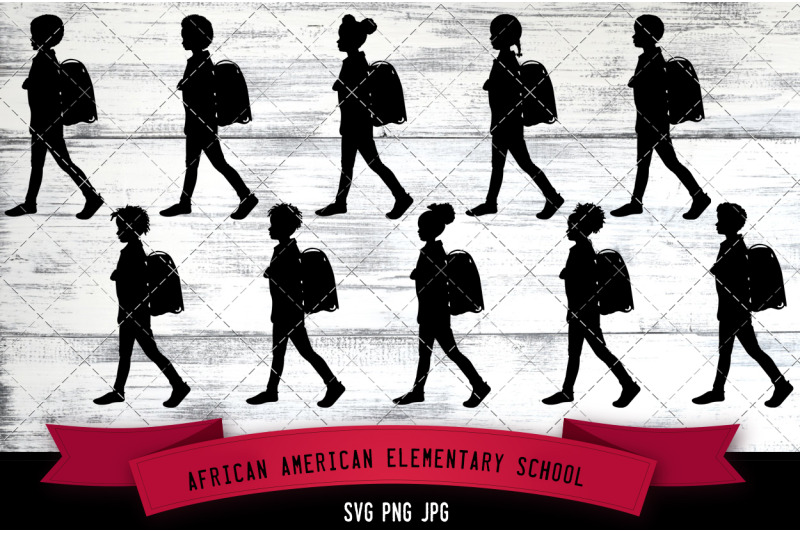 african-american-elementary-school-kid-student-silhouette-vector