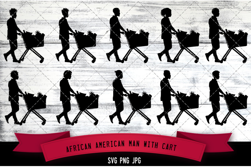african-american-man-with-cart-silhouette-vector