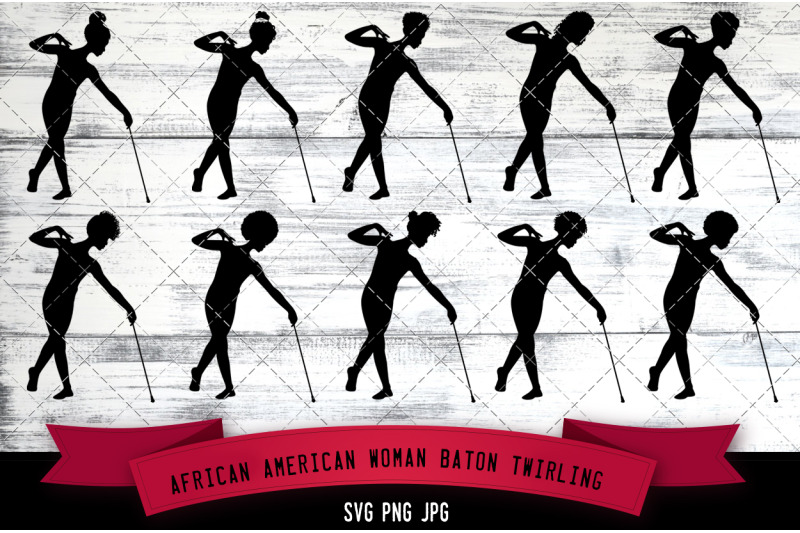 african-american-woman-baton-twirling-silhouette-vector