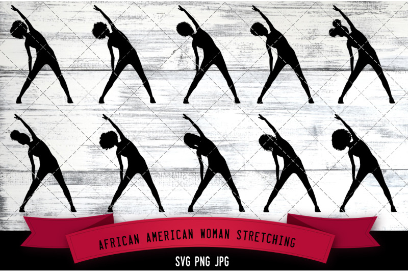 african-american-woman-stretching-silhouette-vector