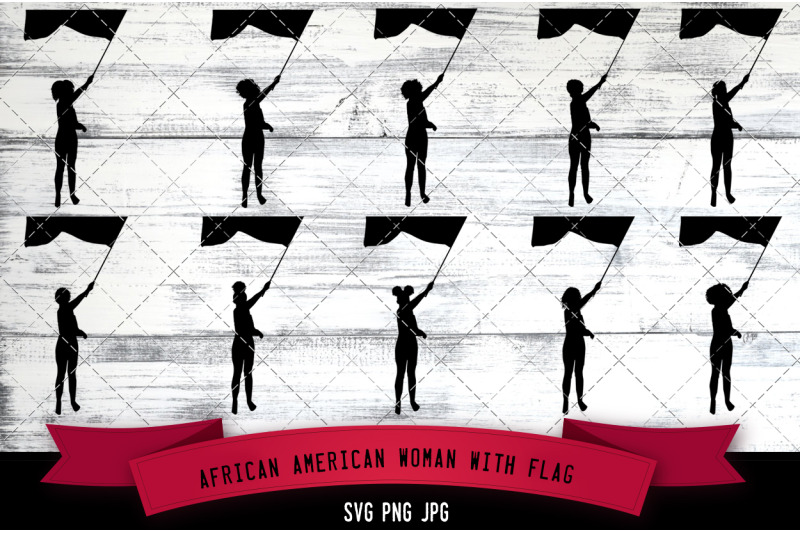 african-american-woman-with-flag-silhouette-vector