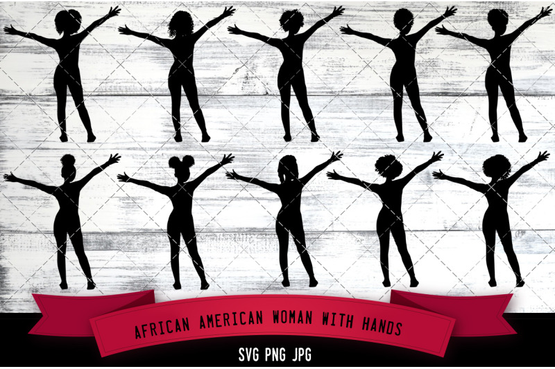 african-american-woman-with-hands-outstretched-silhouette-vector