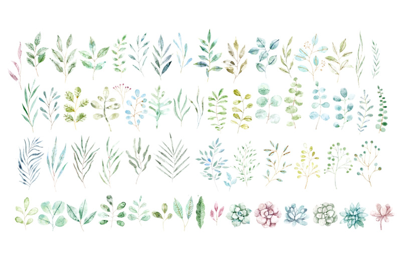watercolor-greenery-floral-set