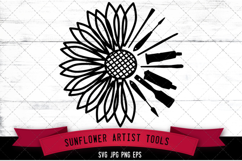 sunflower-artist-tools-silhouette-vector