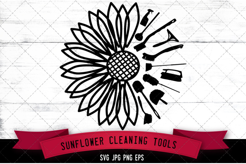 sunflower-cleaning-tools-silhouette-vector