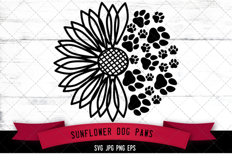 sunflower-dog-paws-silhouette-vector
