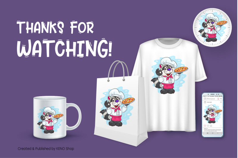 cartoon-chef-raccoon-t-shirt-png-svg