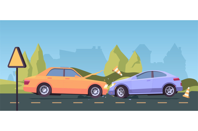 accident-on-road-urban-landscape-with-damaged-cars-crash-automobiles