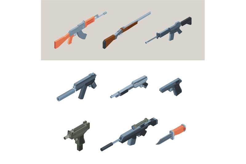 soldiers-guns-isometric-weapons-automatic-arms-for-modern-warriors-ga