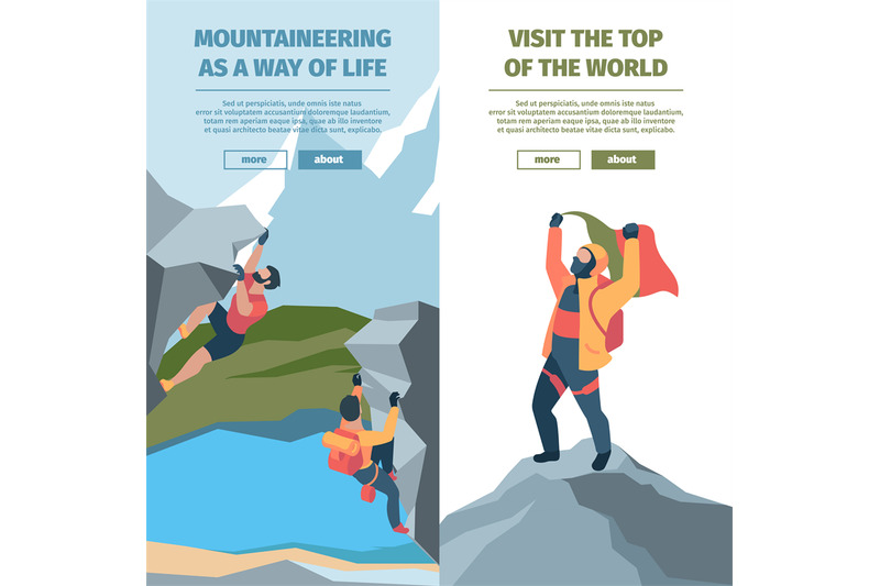 wall-climbers-banners-with-risk-strong-brave-persons-mountain-climber