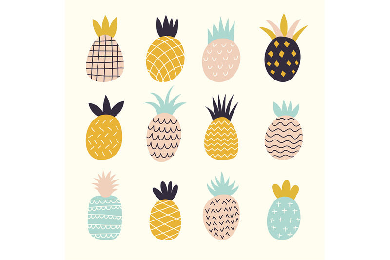 doodle-pineapples-colored-decorative-abstract-illustration-of-exotic