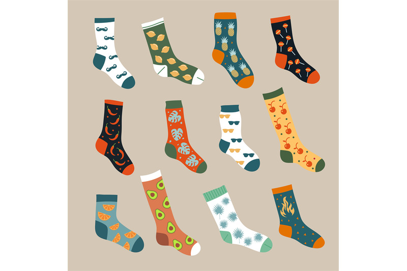 socks-collection-trendy-foot-wears-ornamental-textile-woolen-knitted