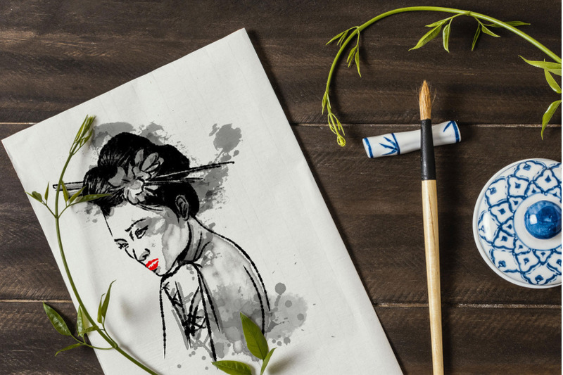 geisha-clipart-watercolor-oriental-clipart