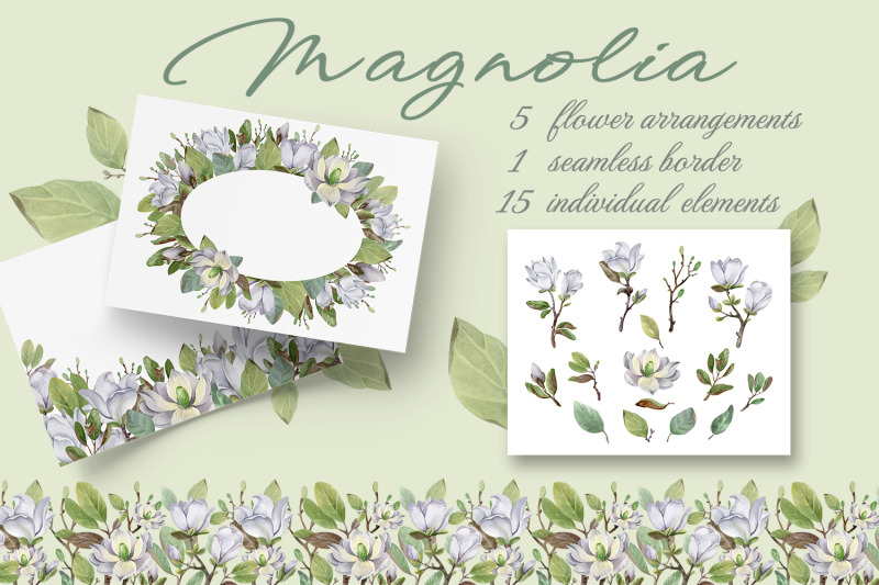 magnolia-watercolor-collection-of-flower-arrangements