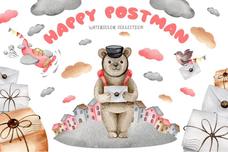 happy-postman-clipart-of-watercolor-illustrations