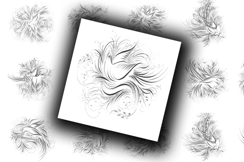 digital-collage-sheet-calligraphical-birds