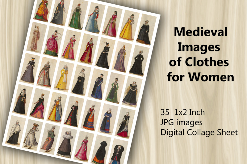 digital-collage-sheet-medieval-women-clothes