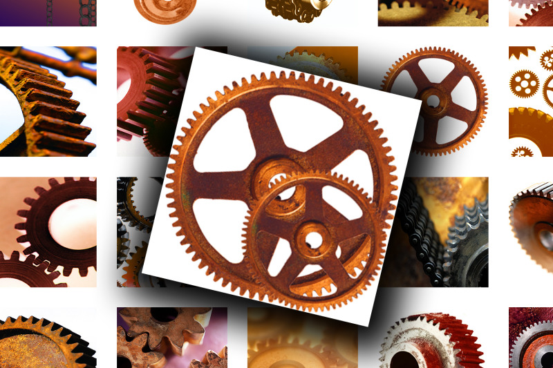 digital-collage-sheet-gears-and-chains