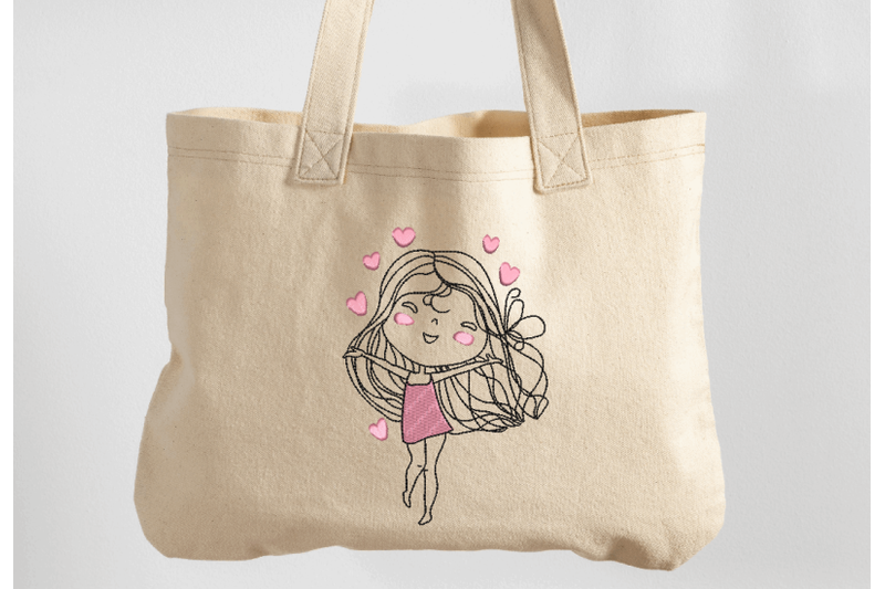 Valentine Girl with Hearts Machine Embroidery Design By ...