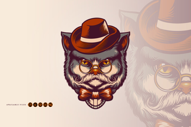 funny-hat-cat-logo-mascot