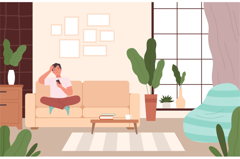 man-on-couch-relax-person-seating-in-comfortable-living-room-leisure
