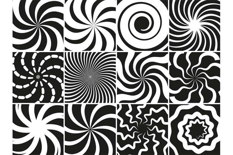 hypnotic-shapes-collection-radial-black-white-abstract-spirals-geome