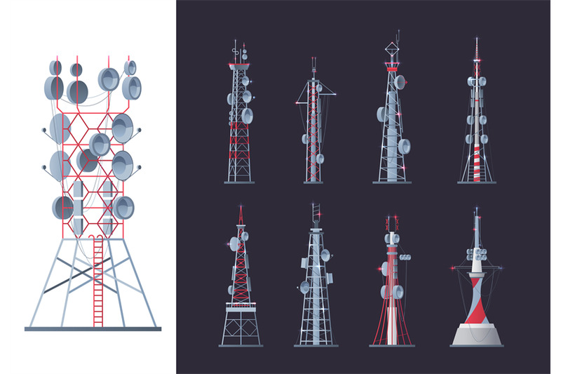 wireless-towers-network-communication-buildings-modern-outdoor-smart