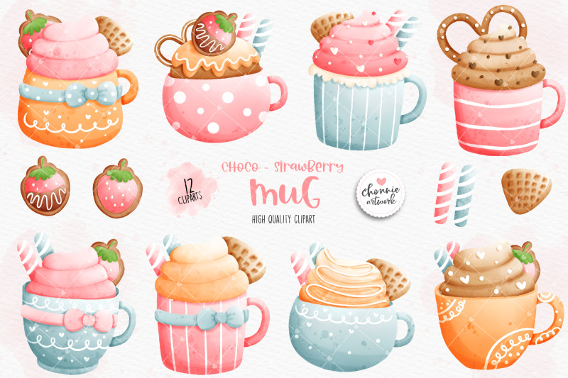 strawberry-chocolate-mug-smoothies-mug-strawberry-smoothies-mug-clipart-smoothies-clipart
