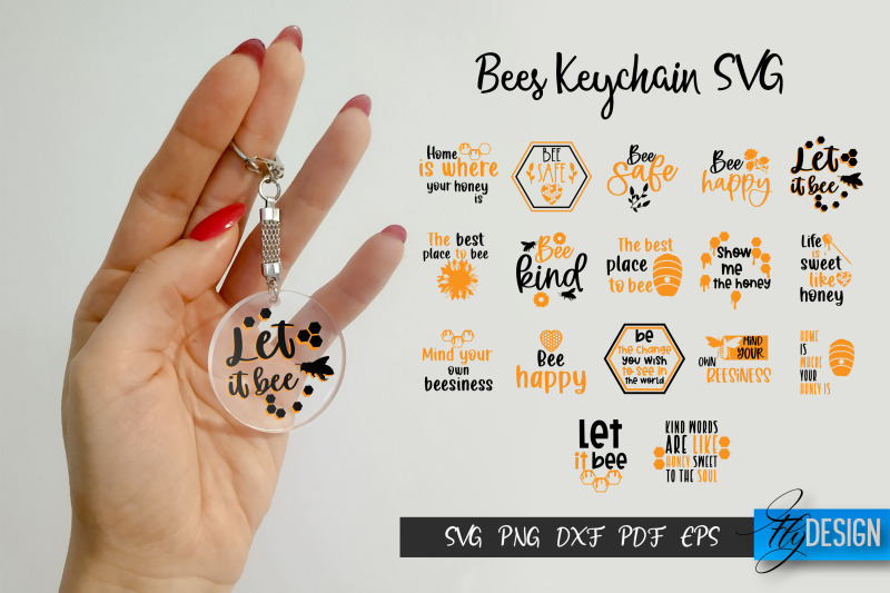 bees-keychain-patters-svg-acrylic-keychain-bundle-svg