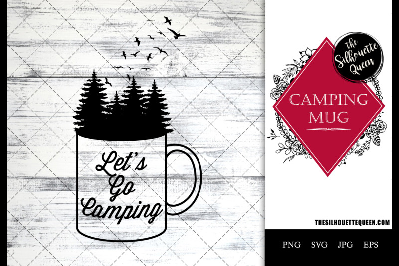 camping-mug-trees-in-forest-with-birds-flying-camping-mug-svg