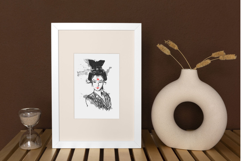 geisha-clipart-watercolor-illustration