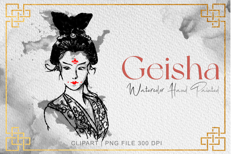 geisha-clipart-watercolor-illustration