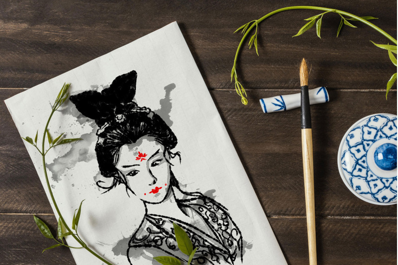 geisha-clipart-watercolor-illustration