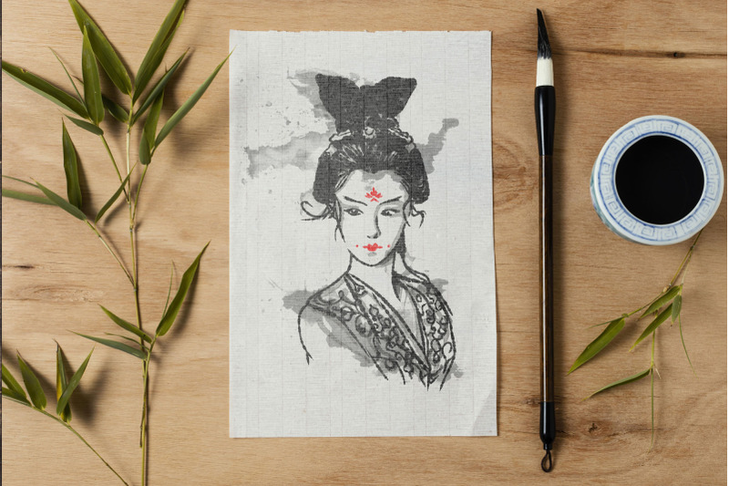 geisha-clipart-watercolor-illustration