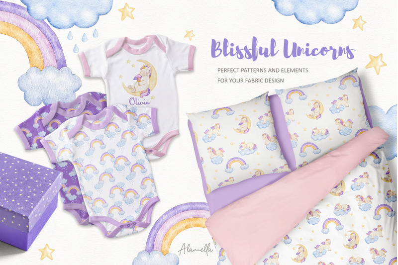 blissful-baby-unicorns-watercolor-illustration