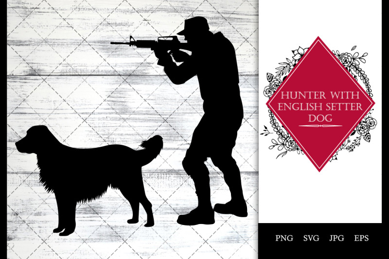 hunter-with-english-setter-dog-svg-vector