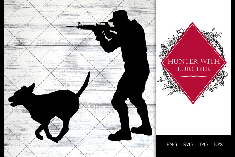 hunter-with-lurcher-svg-vector