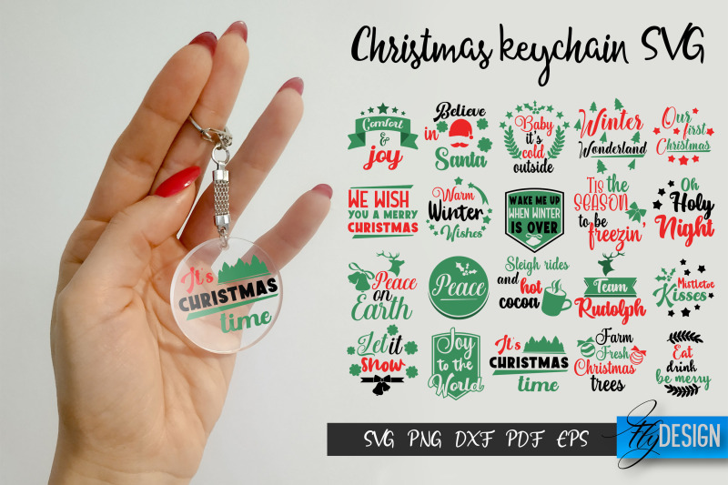 round-christmas-keychain-svg-bundle-xmas-key-keychain-svg