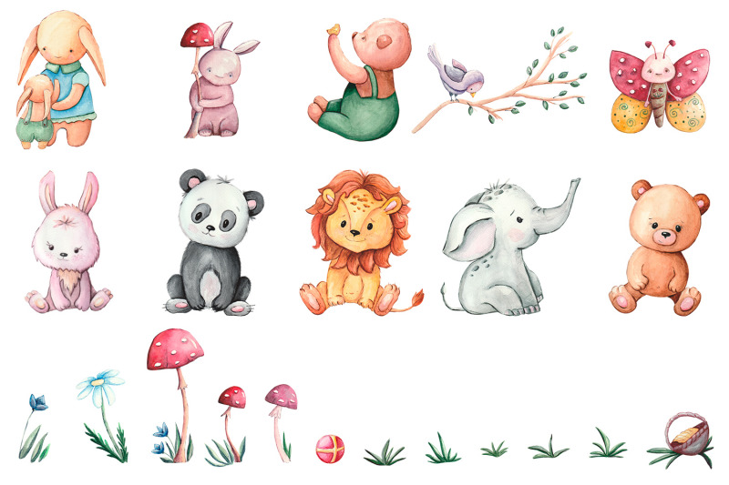 cute-animals-watercolor-clipart