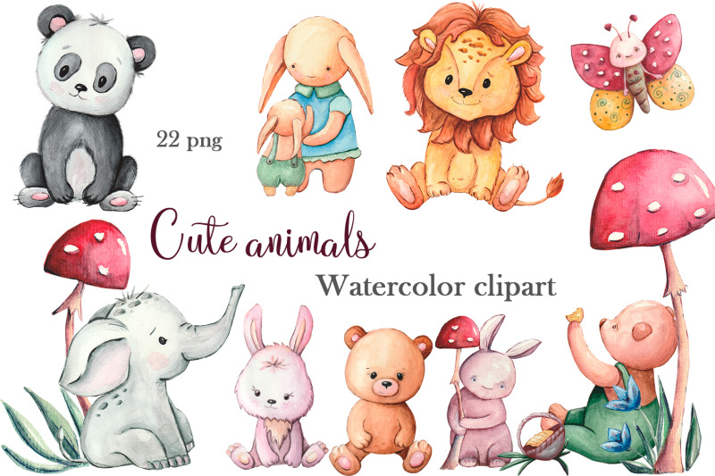 cute-animals-watercolor-clipart