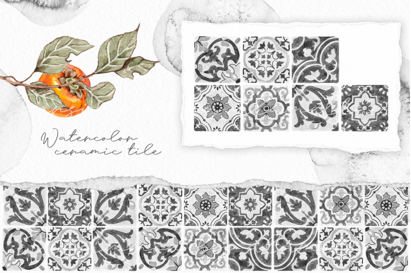 persimmon-mediterranean-ceramic-tile-orange-fruits-on-the-brunches