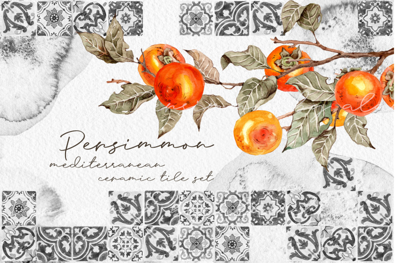 persimmon-mediterranean-ceramic-tile-orange-fruits-on-the-brunches