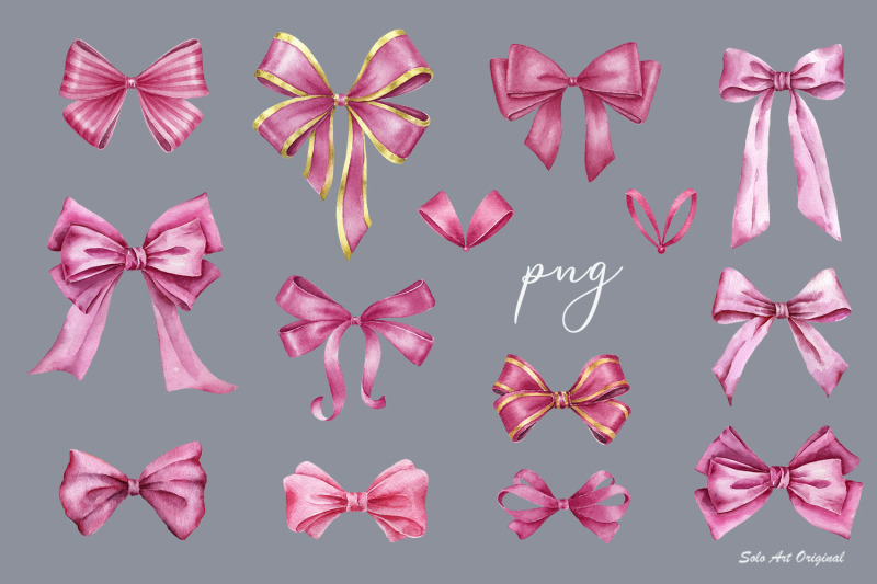 pink-bows-clipart-set-watercolor-valentine-039-s-day
