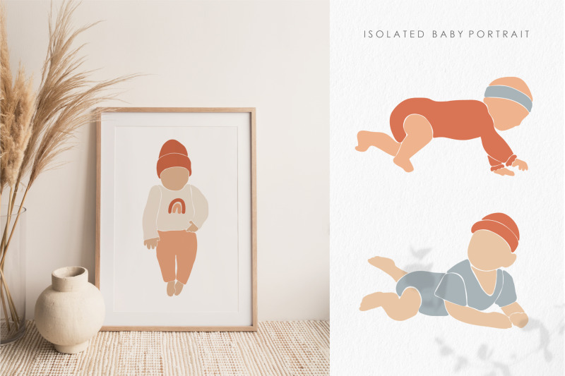 boho-baby-clipart-abstract-baby-portrait-nursery-clip-art