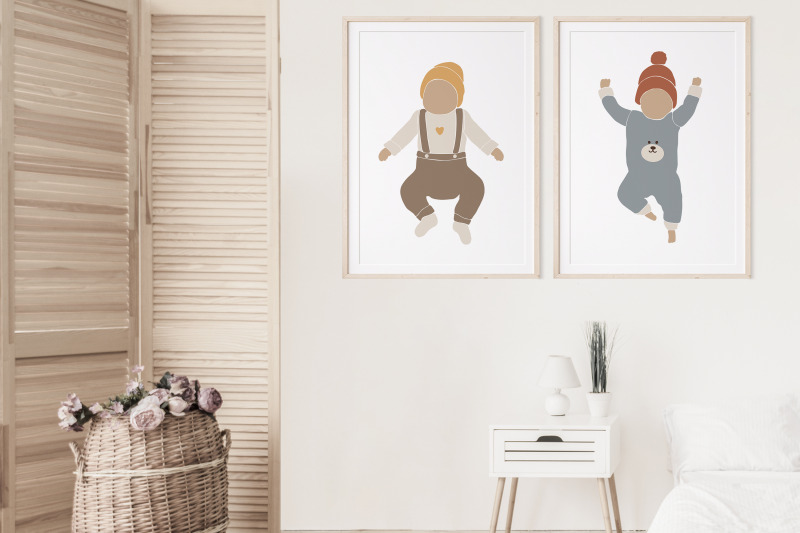 boho-baby-clipart-abstract-baby-portrait-nursery-clip-art