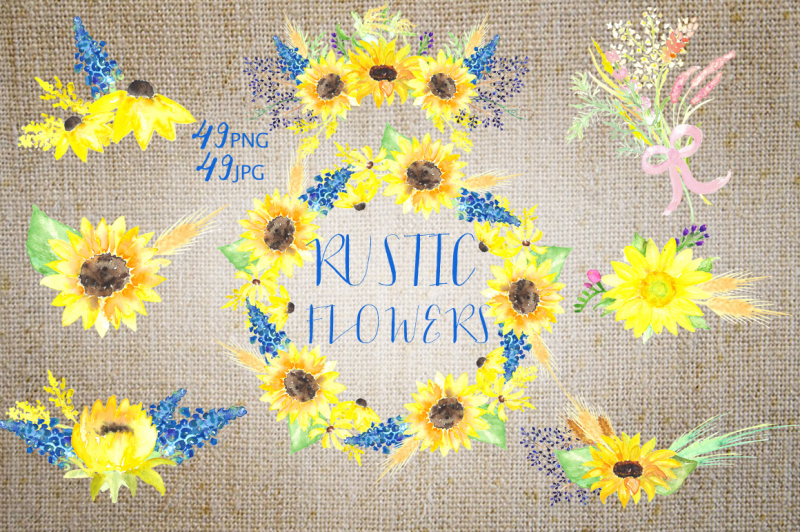 rustic-sunflowers-watercolor-clipart