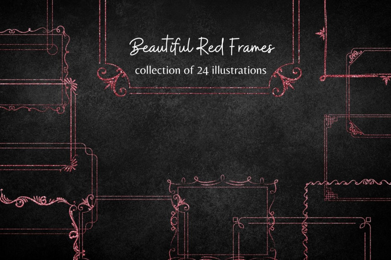 red-glitter-frames-collection